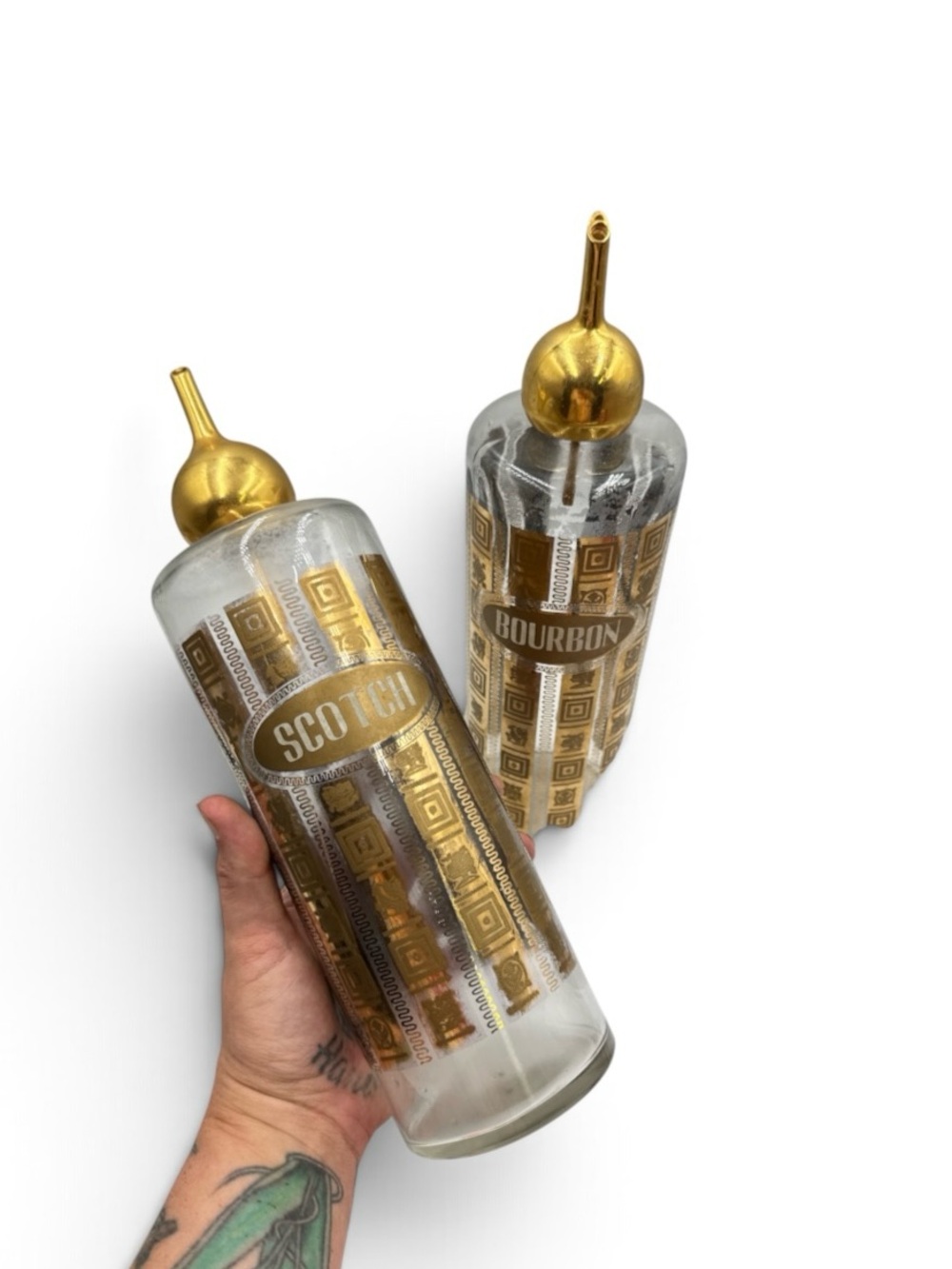 Vintage Culver Coronet Scotch Bourbon Gold Decanter Set 1960s MCM - Picture 3 of 11